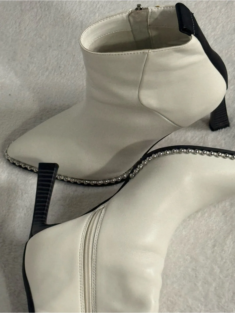 Women’s BCBG SIZE 7 White Ankle Boots with Studded Sole - Women's Fashion Boot